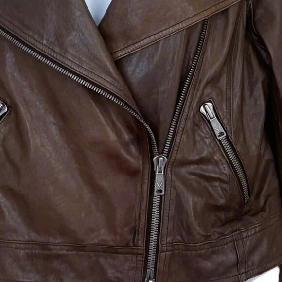 Vince grey Leather biker Jacket Sz M - Picture 5 of 11